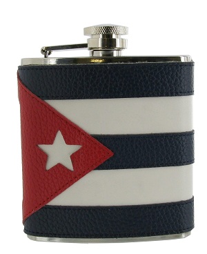 FL59 - 6oz Cuban Flag Leather flask